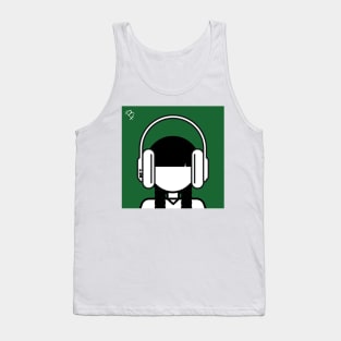 Minimal Gothic Girl Wearing Headphones Tank Top